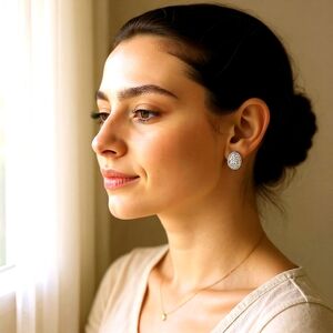 Swarovski Sterling Silver Crystal Stud Earrings